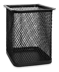 MAGICAL BASKET Mesh Pen Stand/Pen Holder Square Shape Pencil Container (Pack of 1) Multipurpose Metal Hollow Out Desktop Storage Organizer for Student Stationery Office Supplies (Black)-thumb3