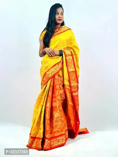 Beautiful Art Silk Saree with Blouse Piece-thumb0