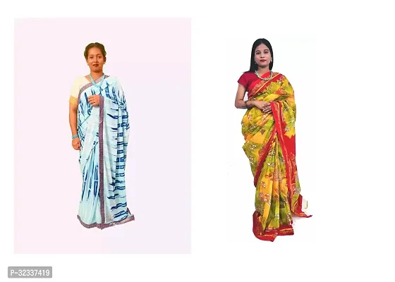 Beautiful Cotton Saree Without Blouse Piece Pack Of 2