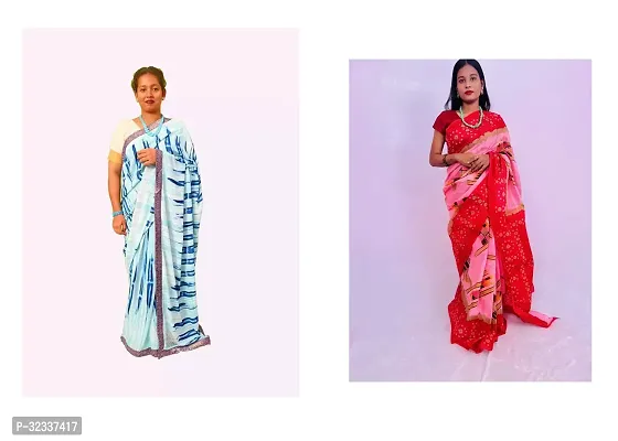 Beautiful Cotton Saree Without Blouse Piece Pack Of 2