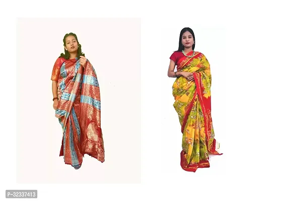 Beautiful Cotton Saree Without Blouse Piece Pack Of 2