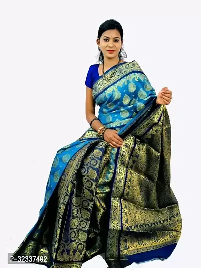 Beautiful Art Silk Saree with Blouse Piece-thumb0