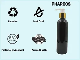 Pharcos 200Ml Black Plastic Bottle With Golden Metallic Collar White Dispenser Unbreakable | Leak-Proof | Refillable Refillable Containers For Liquid Soap, Shampoo, Oils & Sanitizers Pack Of 1-thumb2