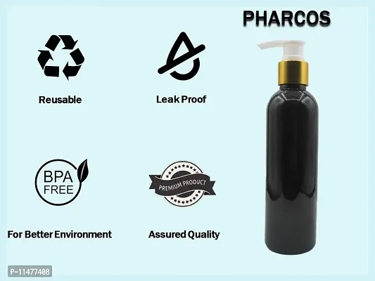 Pharcos 200Ml Black Plastic Bottle With Golden Metallic Collar White Dispenser Unbreakable | Leak-Proof | Refillable Refillable Containers For Liquid Soap, Shampoo, Oils & Sanitizers Pack Of 1-thumb3