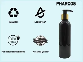 Pharcos 200Ml Black Plastic Bottle With Golden Metallic Collar Black Dispenser Unbreakable | Leak-Proof | Refillable Refillable Containers For Liquid Soap, Shampoo, Oils  Sanitizers Pack Of 1-thumb2