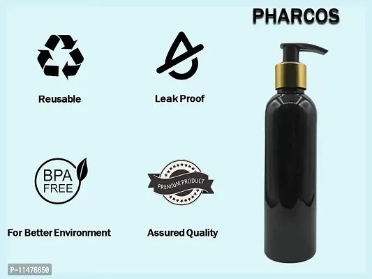 Pharcos 200Ml Black Plastic Bottle With Golden Metallic Collar Black Dispenser Unbreakable | Leak-Proof | Refillable Refillable Containers For Liquid Soap, Shampoo, Oils  Sanitizers Pack Of 1-thumb3