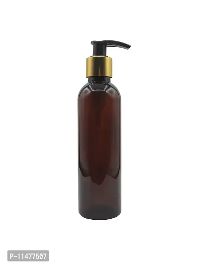 Pharcos 200Ml Amber Plastic Bottle With Golden Metallic Collar Black Dispenser Unbreakable | Leak-Proof | Refillable Refillable Containers For Liquid Soap, Shampoo, Oils, Sanitizers. Pack Of 1