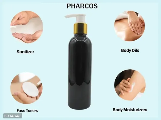 Pharcos 200Ml Black Plastic Bottle With Golden Metallic Collar White Dispenser Unbreakable | Leak-Proof | Refillable Refillable Containers For Liquid Soap, Shampoo, Oils & Sanitizers Pack Of 1-thumb4