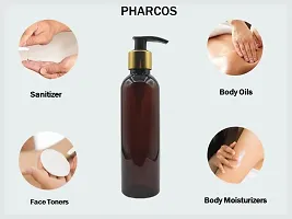 Pharcos 200Ml Amber Plastic Bottle With Golden Metallic Collar Black Dispenser Unbreakable | Leak-Proof | Refillable Refillable Containers For Liquid Soap, Shampoo, Oils, Sanitizers. Pack Of 1-thumb2