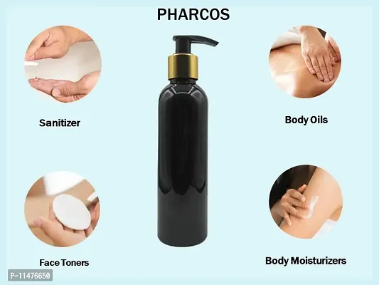 Pharcos 200Ml Black Plastic Bottle With Golden Metallic Collar Black Dispenser Unbreakable | Leak-Proof | Refillable Refillable Containers For Liquid Soap, Shampoo, Oils  Sanitizers Pack Of 1-thumb4