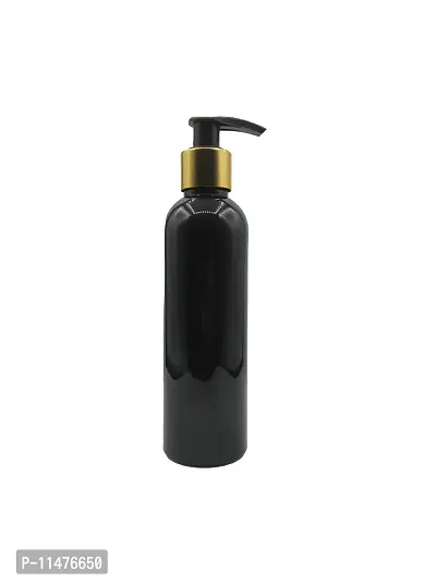 Pharcos 200Ml Black Plastic Bottle With Golden Metallic Collar Black Dispenser Unbreakable | Leak-Proof | Refillable Refillable Containers For Liquid Soap, Shampoo, Oils  Sanitizers Pack Of 1