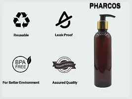 Pharcos 200Ml Amber Plastic Bottle With Golden Metallic Collar Black Dispenser Unbreakable | Leak-Proof | Refillable Refillable Containers For Liquid Soap, Shampoo, Oils, Sanitizers. Pack Of 1-thumb3