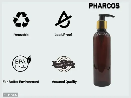 Pharcos 200Ml Amber Plastic Bottle With Golden Metallic Collar Black Dispenser Unbreakable | Leak-Proof | Refillable Refillable Containers For Liquid Soap, Shampoo, Oils, Sanitizers. Pack Of 1-thumb4