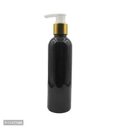 Pharcos 200Ml Black Plastic Bottle With Golden Metallic Collar White Dispenser Unbreakable | Leak-Proof | Refillable Refillable Containers For Liquid Soap, Shampoo, Oils & Sanitizers Pack Of 1