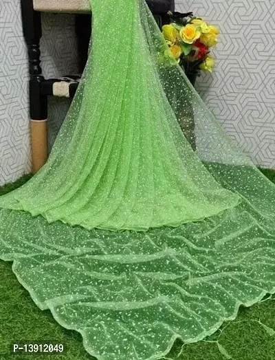 Stylish Green Net Bandhani Self Pattern Women Saree with Blouse piece-thumb0