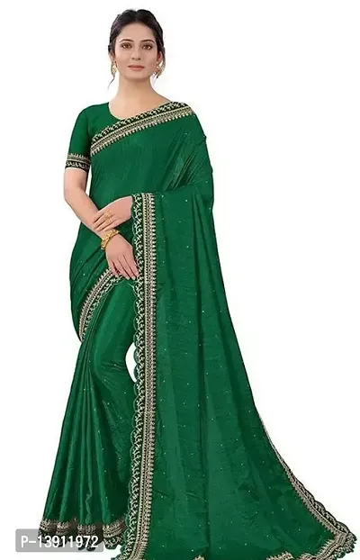 Stylish Green Satin Bandhani Self Pattern Women Saree with Blouse piece-thumb0