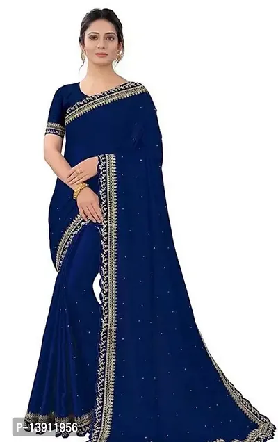 Stylish Blue Satin Bandhani Self Pattern Women Saree with Blouse piece