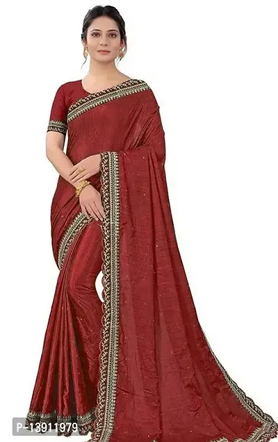 Stylish Maroon Satin Bandhani Self Pattern Women Saree with Blouse piece