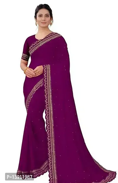 Stylish Purple Satin Bandhani Self Pattern Women Saree with Blouse piece-thumb0