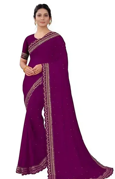 Rangoli Silk Embroidered Lace Border Sarees with Blouse Piece