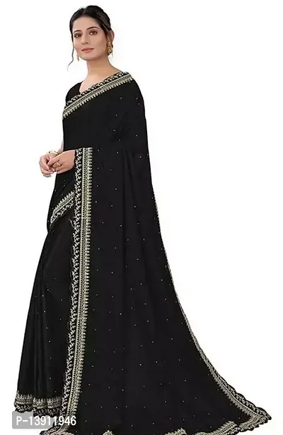 Stylish Black Satin Bandhani Self Pattern Women Saree with Blouse piece-thumb0