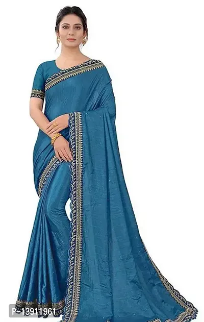 Stylish Blue Satin Bandhani Self Pattern Women Saree with Blouse piece