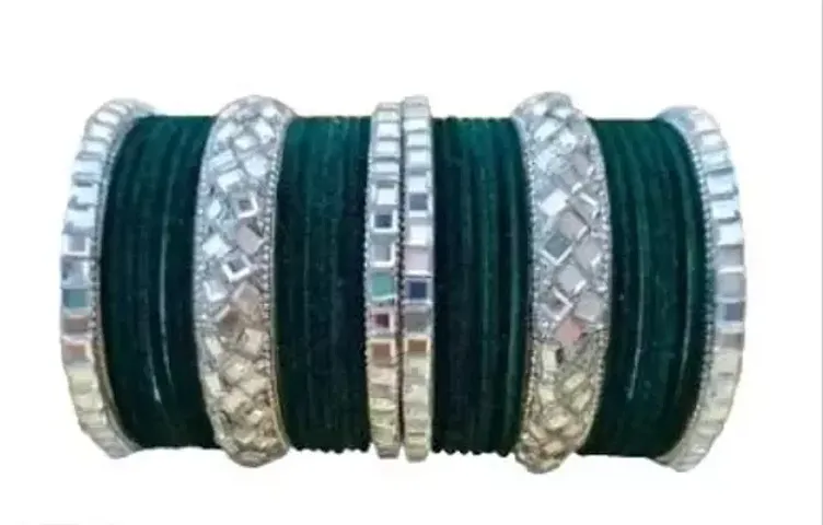 New Collection Of Velvet Bangle Set Combo With Mirror Work Kangan Set And Velvet Bangles For Girls.