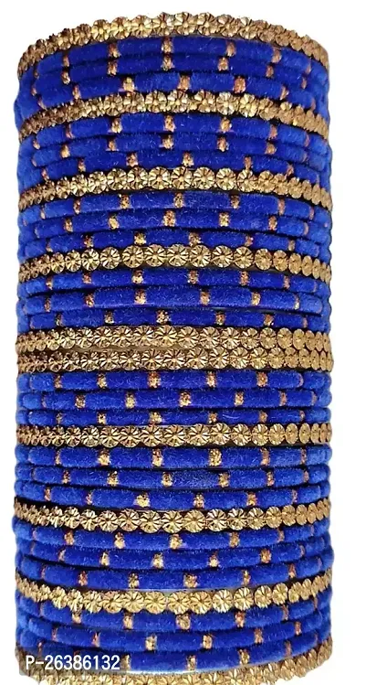 Stylish Glass Golden Beads Velvet Bangle Set For Women And Girls Fancy Women Bangles Traditional Bangle Set Pack Of Both Hand Bangle Set-thumb0