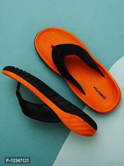 Buy Stylish Orange Synthetic Water Resistant Flip Flops For Men