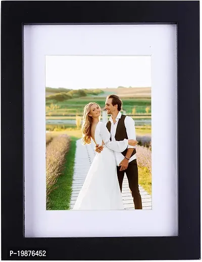 SUNNY CREATION 5x7 inch Picture Frame Made of Synthetic Wood and High Definition Real Glass Display Pictures 5x7 Without Mat for Wall Mounting Photo Frame Black Pack of-1 (Black)