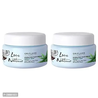 Oriflame LOVE NATURE Hydrating Face Cream with Organic Aloe Vera  Coconut Water 50 ml set of 2-thumb0