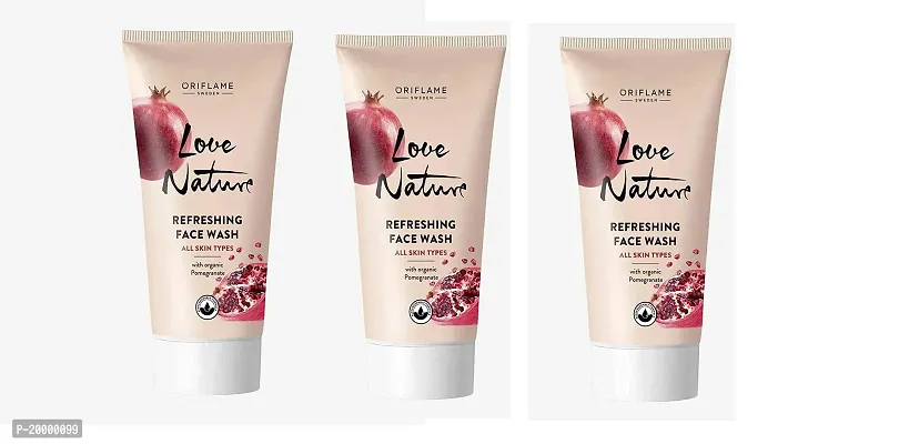 Oriflame Sweden love nature refreshing face wash with organic pomegranate - 150 ml - pack of 3-thumb4