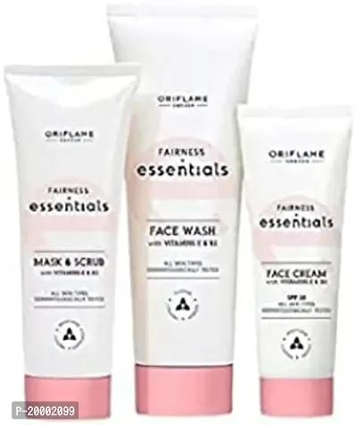 StayLovely glow essentials facewash, scrub and face cream with vitamins e and b3 - combo of 3