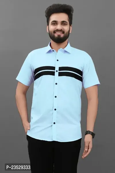 Stylish Cotton Slim Fit Striped Short Sleeves Casual Shirt for Men