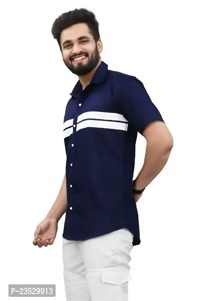 Stylish Cotton Slim Fit Striped Short Sleeves Casual Shirt for Men