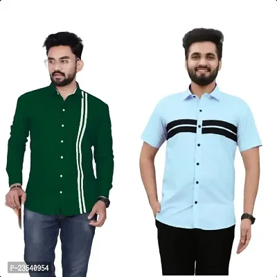 Stylish  Cotton Slim Fit Casual Shirt for Men Pack of 2-thumb0