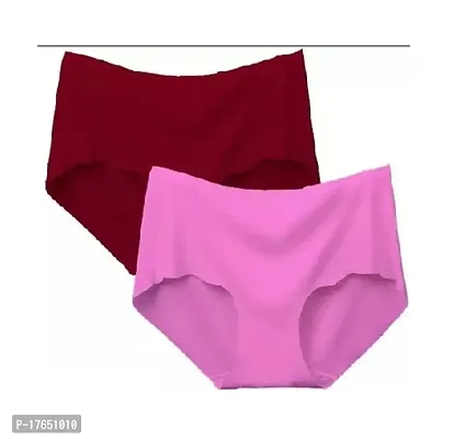 Stylish Multicoloured Silk Solid Briefs For Women Pack Of 2-thumb0