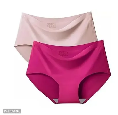 Stylish Multicoloured Silk Solid Briefs For Women Pack Of 2-thumb0