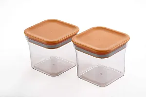 Global Voice Kitchen Plastic Storage Box Set | Unbreakable Sturdy Airtight Transparent Jar | Kitchen Container | PET-Grocery Containers (Pack of 10, Orange, 600 ml)-thumb4