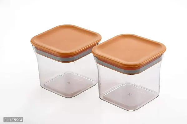 Global Voice Kitchen Plastic Storage Box Set | Unbreakable Sturdy Airtight Transparent Jar | Kitchen Container | PET-Grocery Containers (Pack of 10, Orange, 600 ml)-thumb5