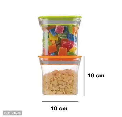 Global Voice Kitchen Plastic Storage Box Set | Unbreakable Sturdy Airtight Transparent Jar | Kitchen Container | PET-Grocery Containers (Pack of 10, Green, 600 ml)-thumb5