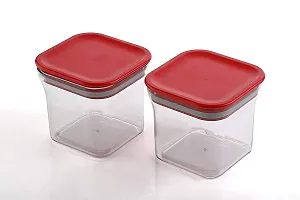 Global Voice Kitchen Plastic Storage Box Set | Unbreakable Sturdy Airtight Transparent Jar | Kitchen Container | PET-Grocery Containers (Pack of 10, Red)-thumb2