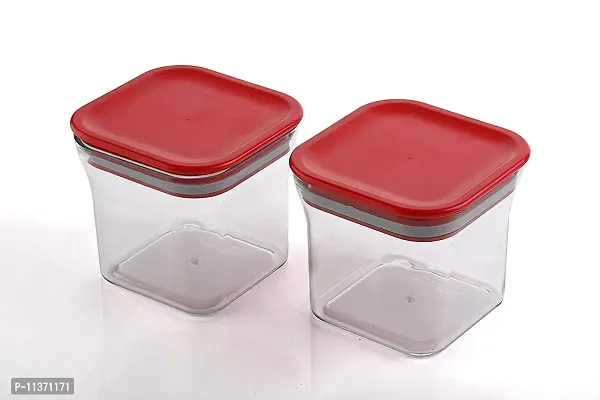 Global Voice Kitchen Plastic Storage Box Set | Unbreakable Sturdy Airtight Transparent Jar | Kitchen Container | PET-Grocery Containers (Pack of 10, Red)-thumb3