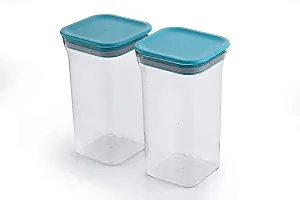 Global Voice Kitchen Plastic Storage Box Set | Unbreakable Sturdy Airtight Transparent Jar | Kitchen Container | PET-Grocery Containers (Pack of 6, Blue, 1100 ml)-thumb2