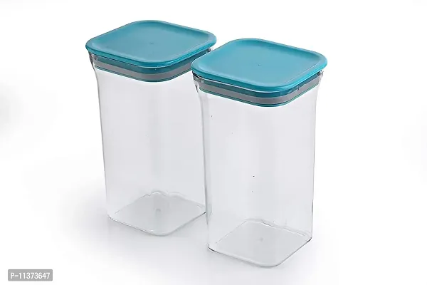 Global Voice Kitchen Plastic Storage Box Set | Unbreakable Sturdy Airtight Transparent Jar | Kitchen Container | PET-Grocery Containers (Pack of 6, Blue, 1100 ml)-thumb3