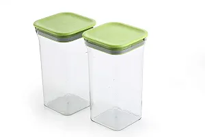 Global Voice Kitchen Plastic Storage Box Set | Unbreakable Sturdy Airtight Transparent Jar | Kitchen Container | PET-Grocery Containers (Pack of 6, Green)-thumb1