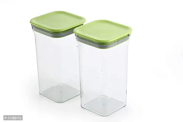 Global Voice Kitchen Plastic Storage Box Set | Unbreakable Sturdy Airtight Transparent Jar | Kitchen Container | PET-Grocery Containers (Pack of 6, Green)-thumb2