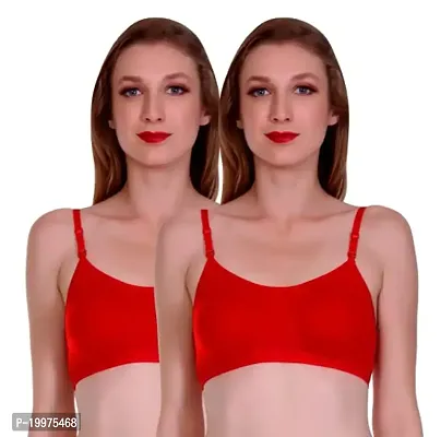 new vd fashion Women's  Girls Non - Padded Cami Sports Bra Pack of 2 (Red,Red)