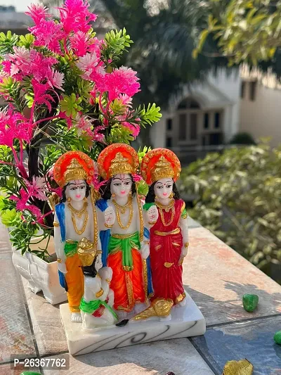 Marble Look Ram Darbar Statue for Pooja Room Idol Multicolor, Ram Darbar Murti, Ram Darbar idol, Ram Darbar Murti for Home, Temple....