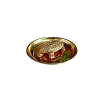 SANSKAARI Metal Turtle on Plate Feng Shui Vastu Tortoise Puja Yantra Good Luck Brass Vaastu/Fengshui Tortoise/Turtle for Good Luck, Best Wishes (Gold).-thumb2